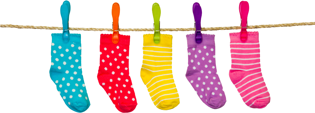 Baby Socks - Socks On A Clothesline (1000x440), Png Download