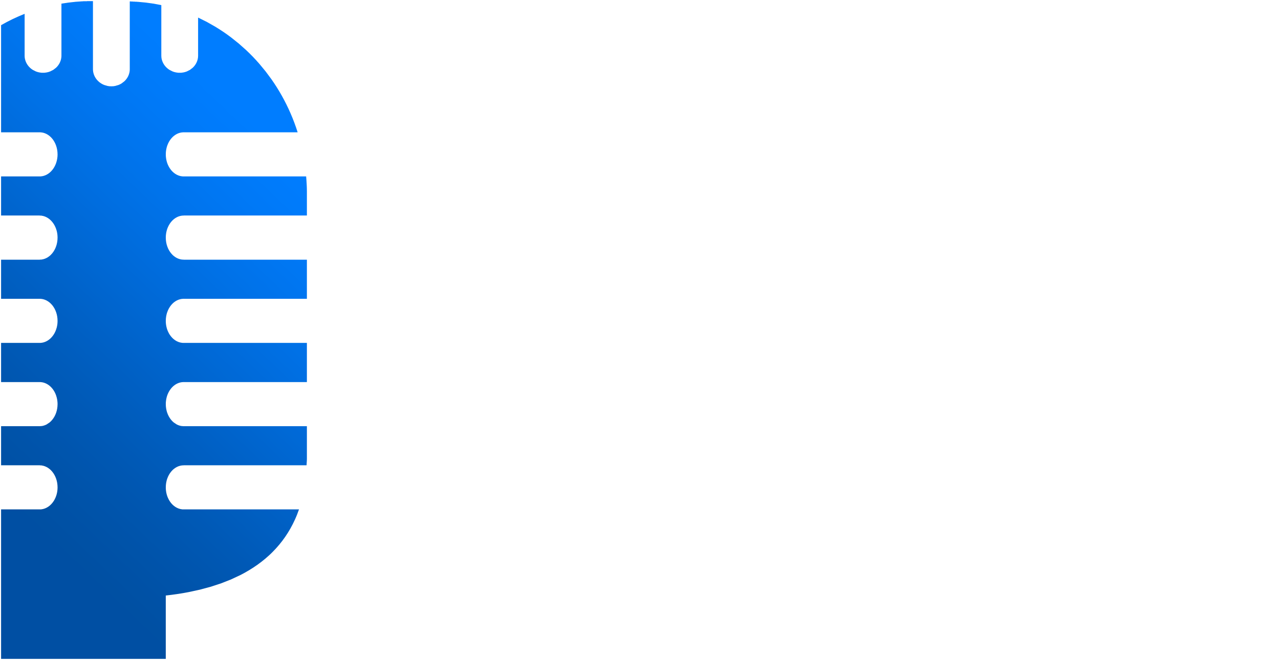 Mic White Text - Electric Blue (2470x1290), Png Download