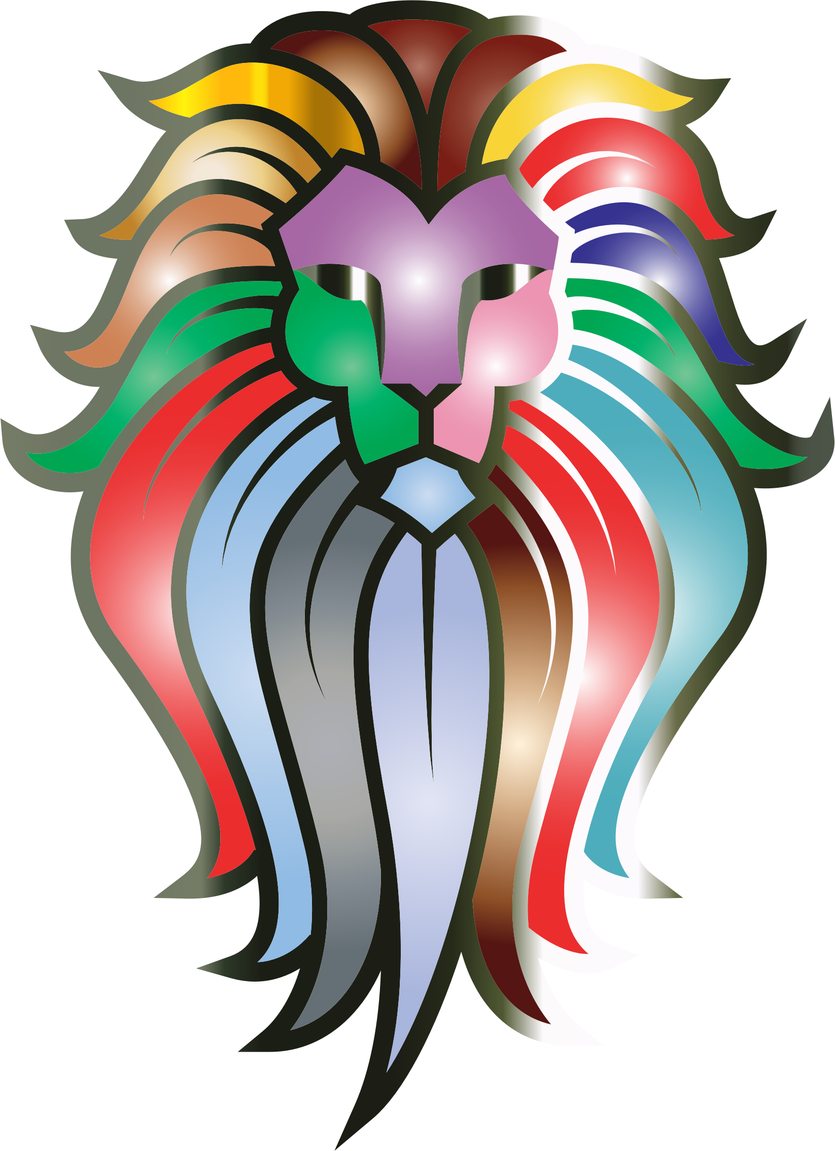This Free Icons Png Design Of Chromatic Lion Face Tattoo (1646x2270), Png Download