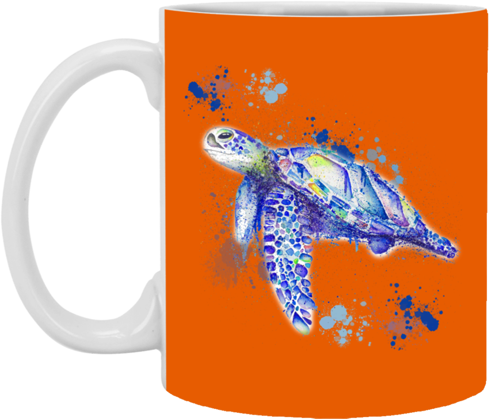 Watercolor Sea Turtle Mugs - On Color Mug (1024x1024), Png Download