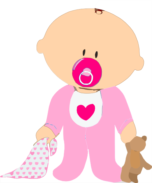 Baby Girl Png - Baby With Pacifier Clipart (498x599), Png Download