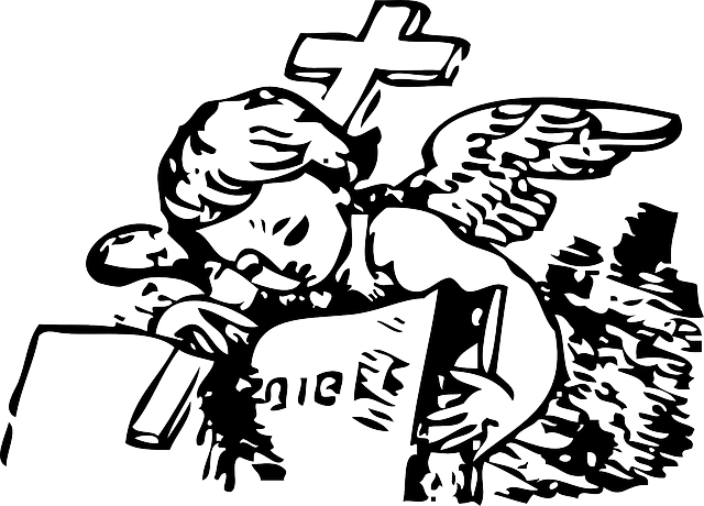 Outline, Cross, Little, Angel, Bible, Automatic, Tattoo - Printable Quotes Cool Black And White Bookmarks (640x460), Png Download