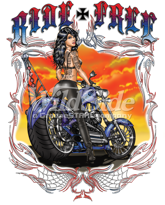 Ride Free With Iron Cross Biker, Tattoo Girl Posing - Tattoo Transparent Biker (675x675), Png Download