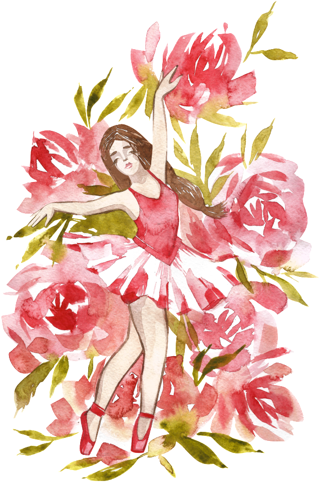 Este Gráficos Es Hand Painted Watercolor Dancing Girl - Ballet (1024x1024), Png Download