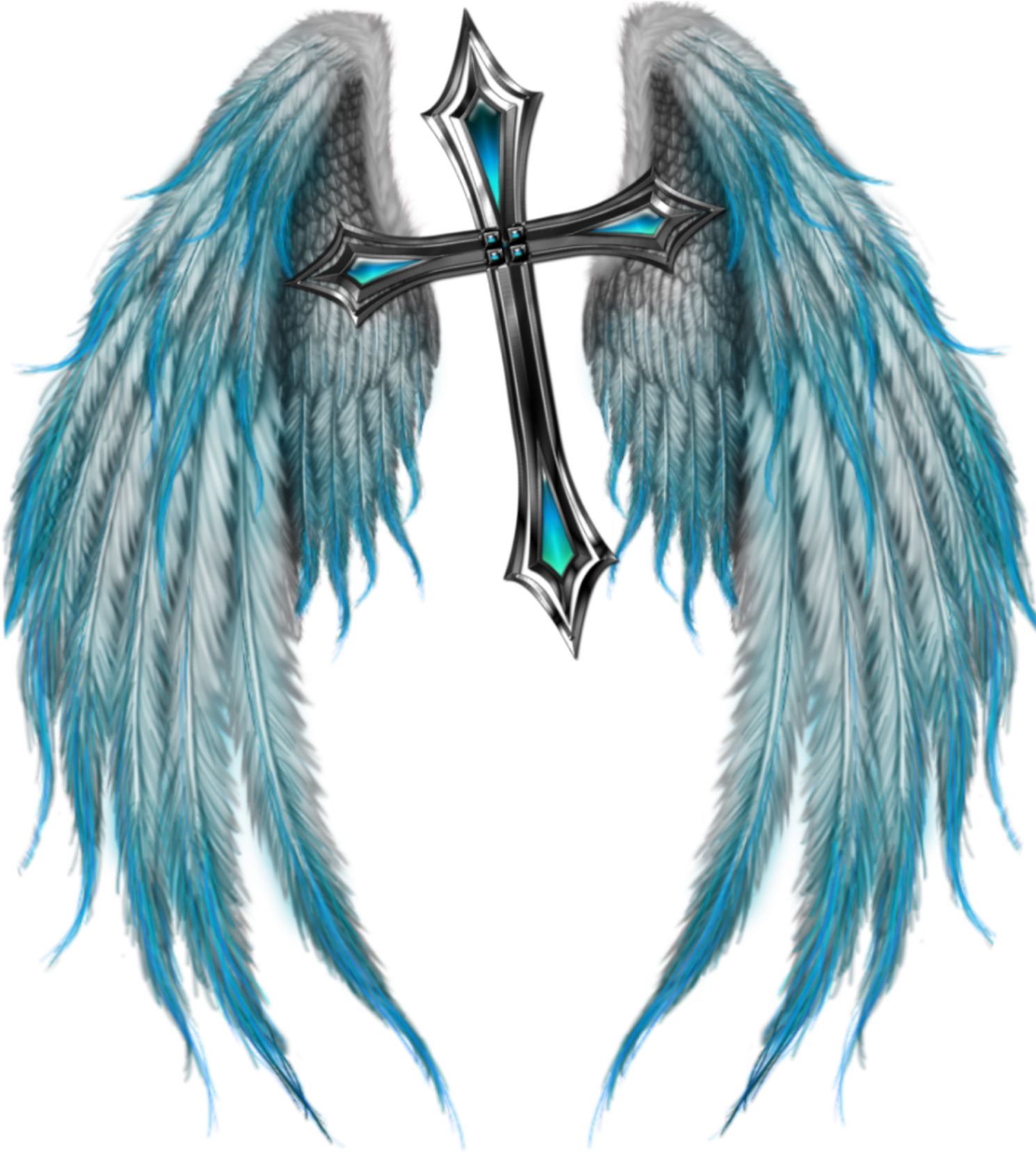 From Faith Knights Takashima's Symbol "the Winged Cross" - Blue Angel Wings Png (1500x2000), Png Download