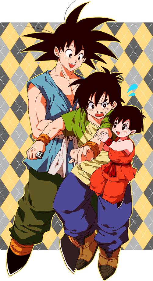 Pan, Son Gokuu, And Son Goten Drawn By 20cal - Cartoon (600x959), Png Download