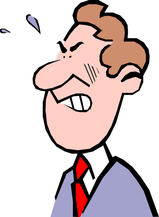 Vector Illustration Of Determined To Seek Revenge White - Cartoon Faces (513x700), Png Download