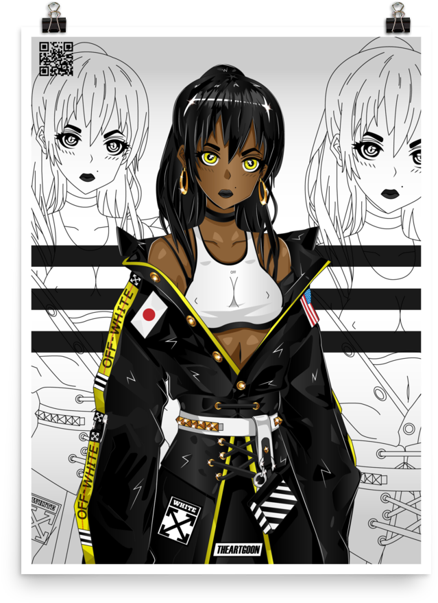 Off White Anime Girl (1000x1000), Png Download