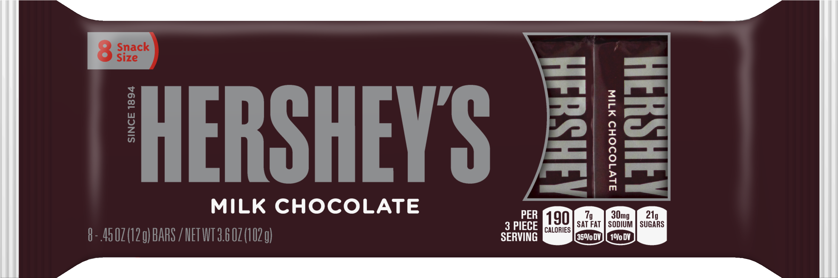 Hershey's Snack Size Milk Chocolate Candy Bars, - Chocolate (3000x3000), Png Download