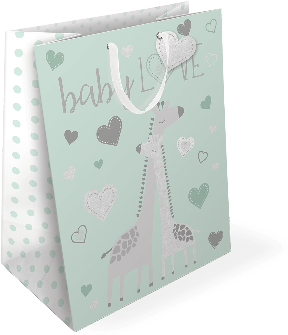 Baby Giraffe Jumbo Gift Bag With Die-cut Gift Tag - Paper (1200x1200), Png Download