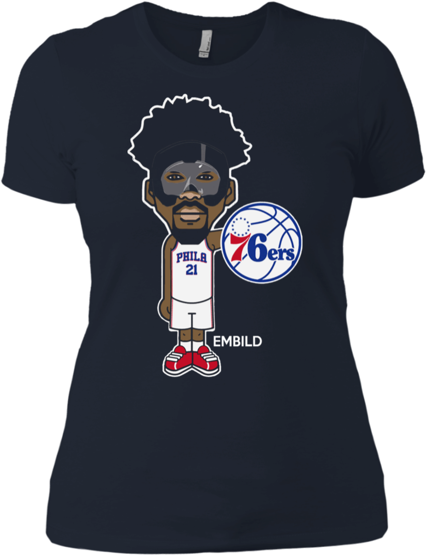 Find Philadelphia 76ers Joel Embiid Shirt Ladies' Boyfriend - Shirt (1155x1155), Png Download