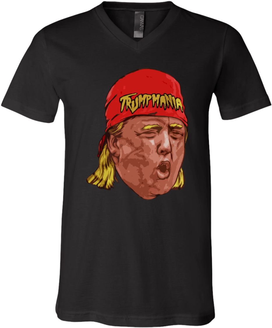 Trumpmania Vince Mcmahon Wwe Shirt Unisex V-neck Bella - Steel Blue (1155x1155), Png Download