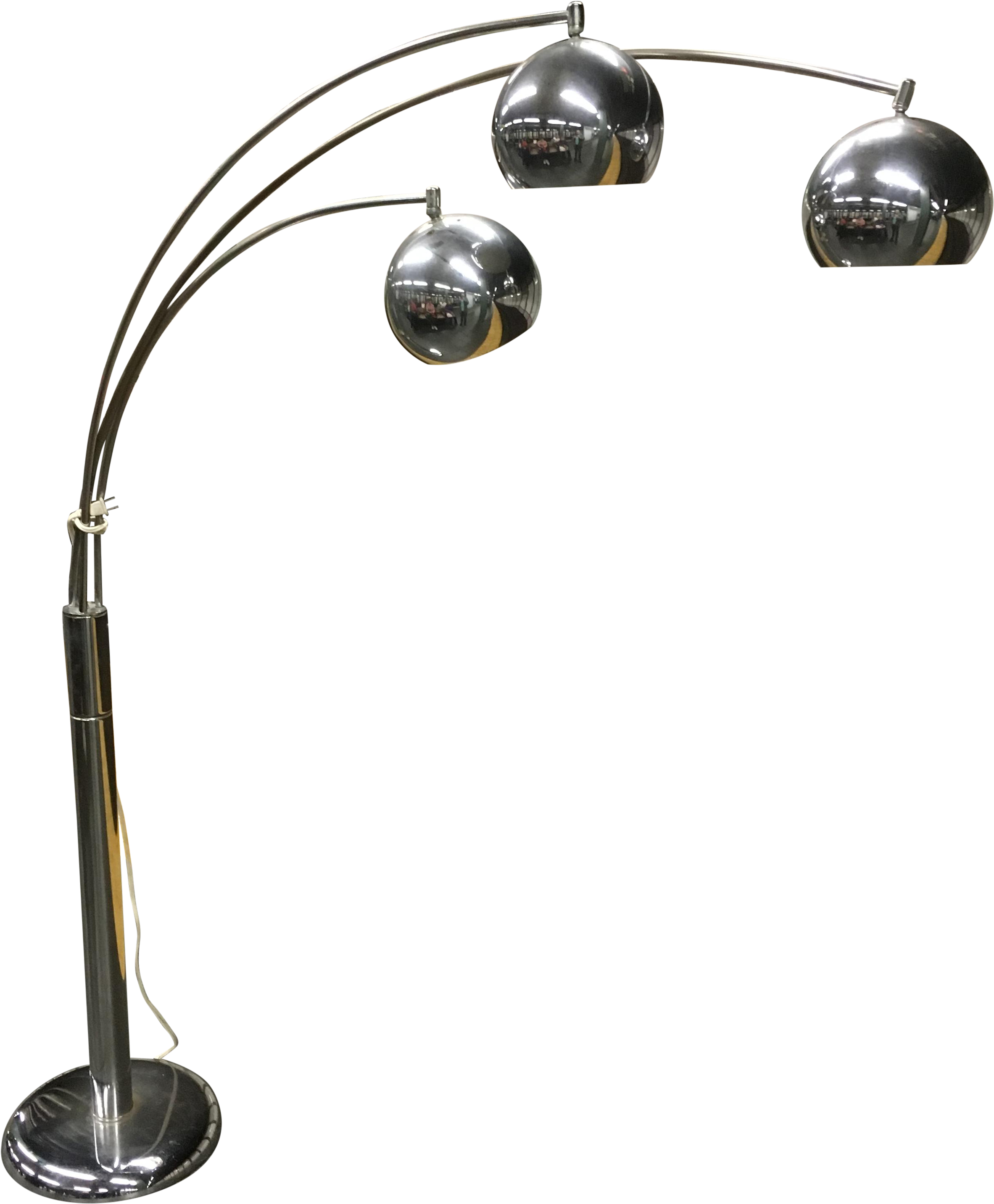 Vintage Mid Century Chrome Three Arm Arc Floor Lamp - Lamp (2627x3183), Png Download
