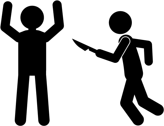 Raising Hands Lifted By Knife - Robbery Pictogram (640x480), Png Download
