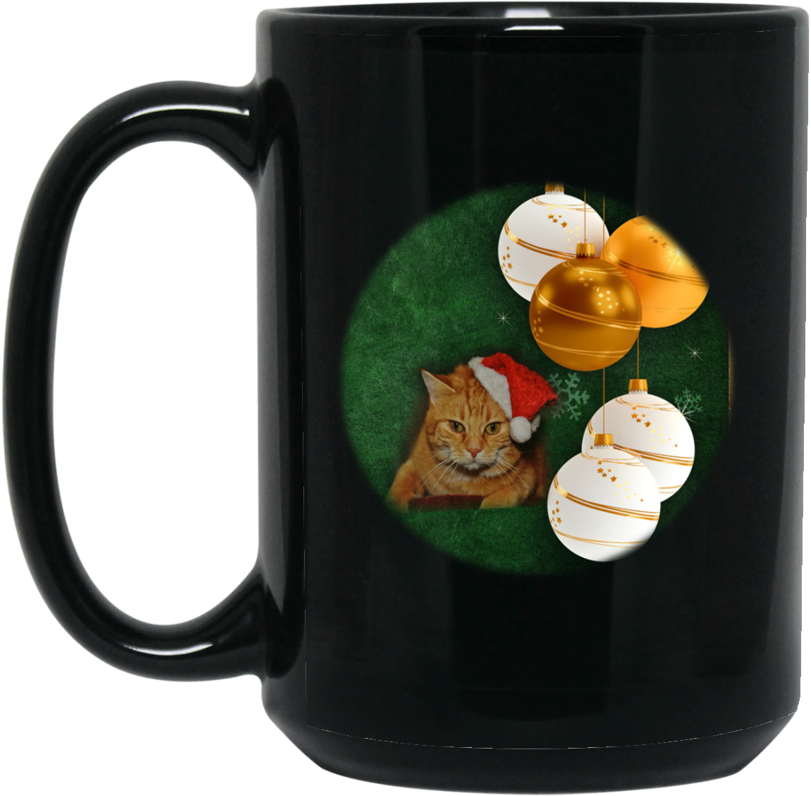 Orange Tabby Cat In Hat Christmas Coffee Mug - Mug (1155x1155), Png Download