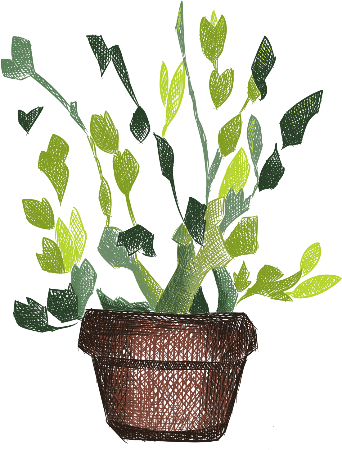 Hand Painted Plants Flowers Fresh Potted Png And Psd - Houseplant (2000x2000), Png Download