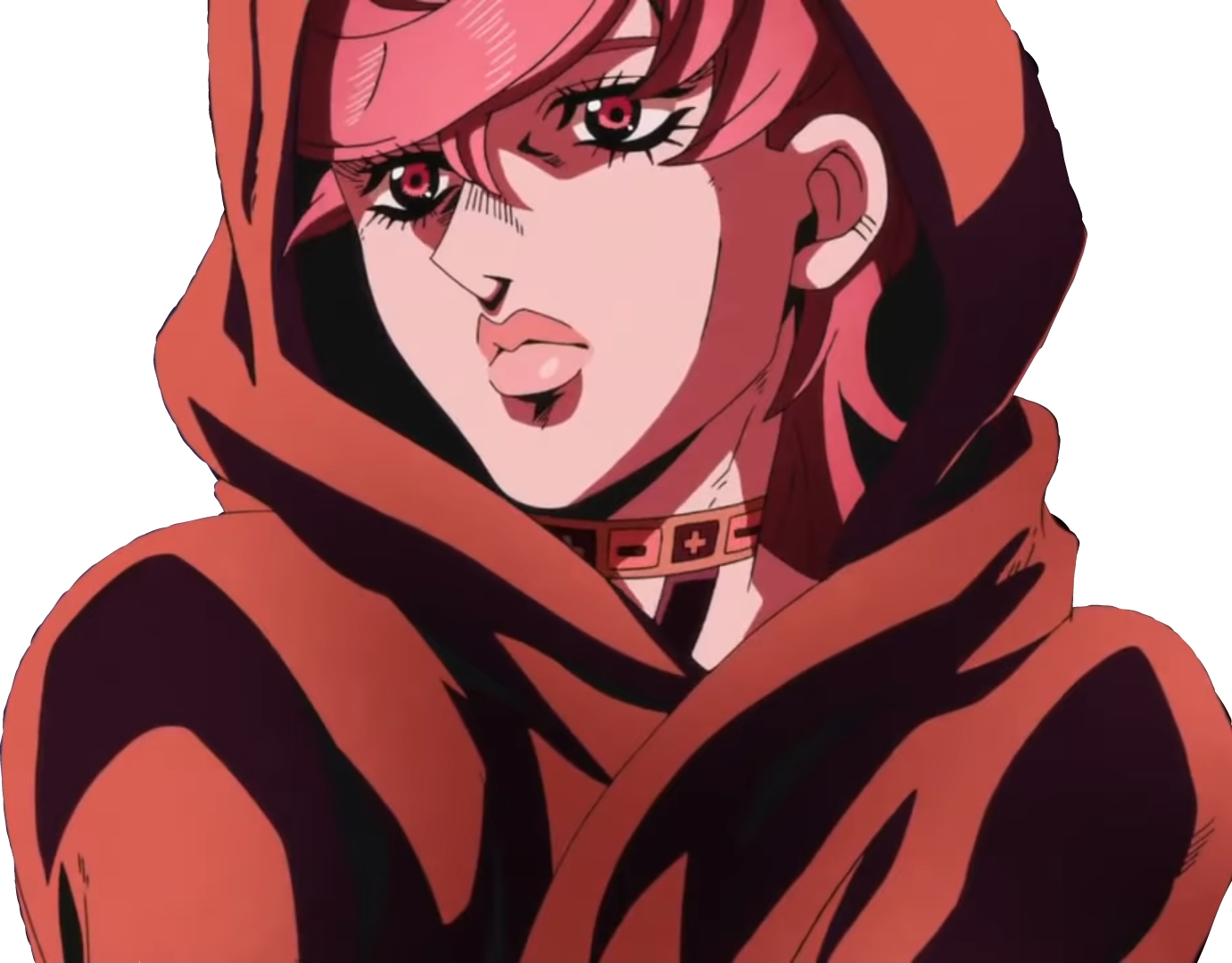 Pink Anime Hoodie Jojo Png Anime Squidward Jojo - Trish Una Jojo Anime (1381x1079), Png Download