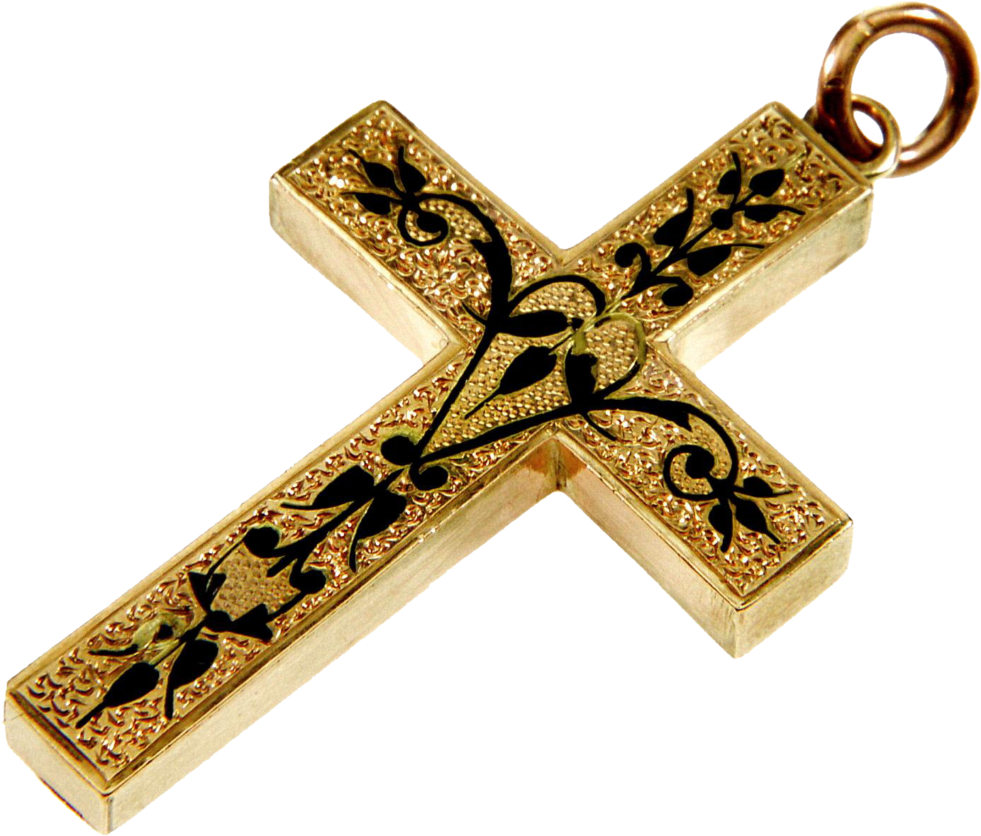 Antique Victorian 9k Rose Gold Taille D'epargne Black - Pendant (1382x1382), Png Download