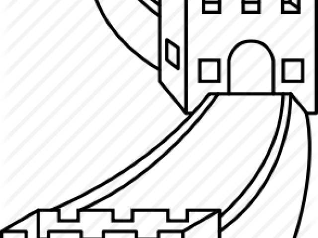 Great Wall Of China Clipart Coloring - Line Art (640x480), Png Download