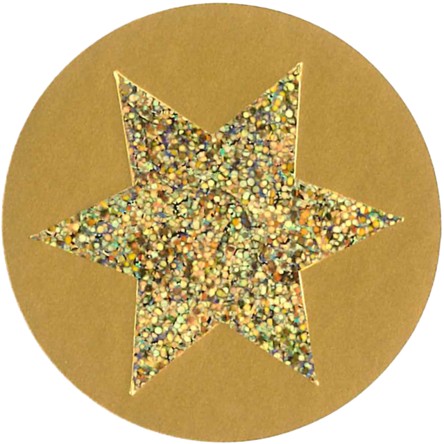 Label, Star, ∅36mm, Goud/glittergoud - Circle (640x640), Png Download