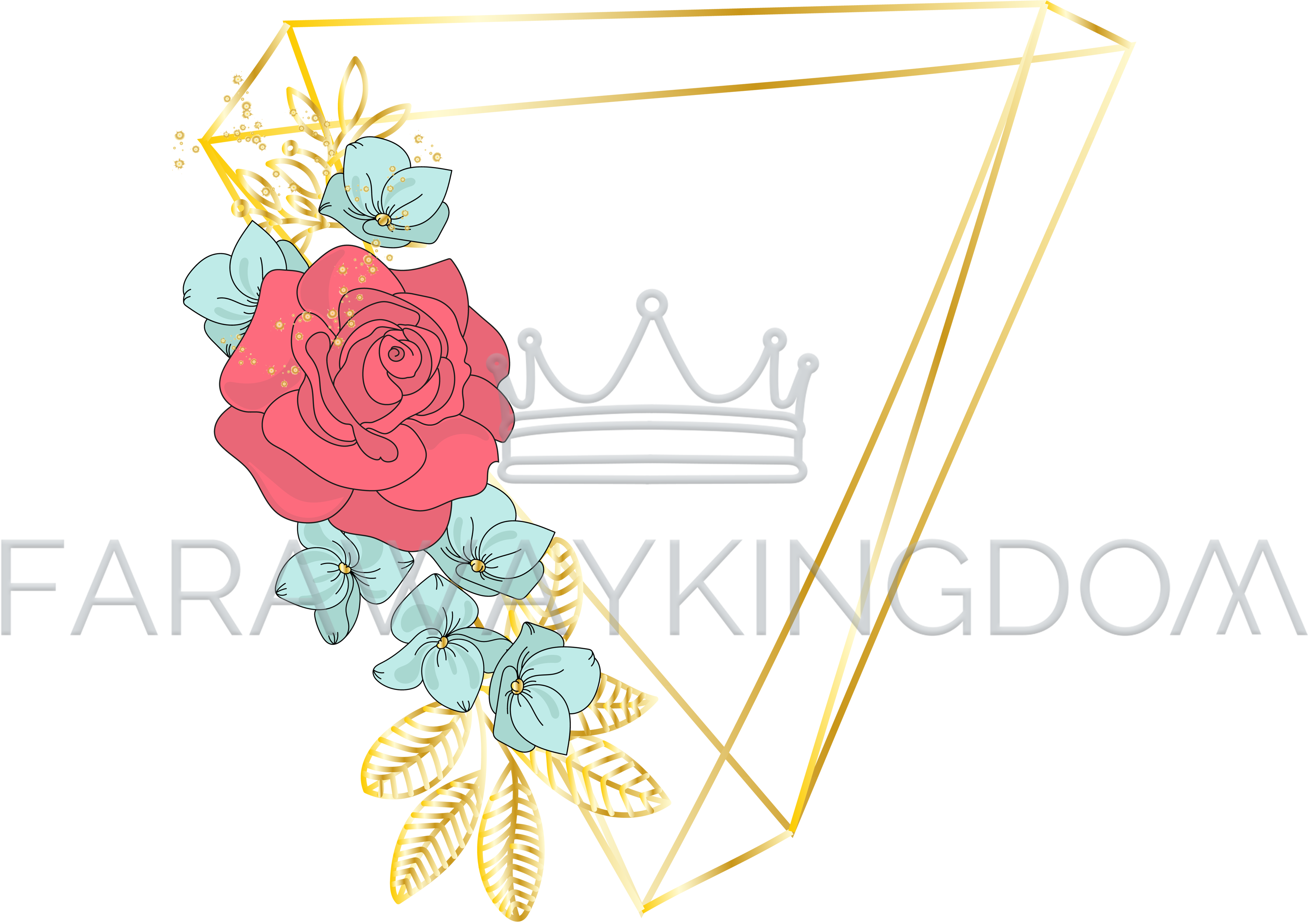 Triangle Rose Wedding Floral Golden Vector Illustration - Illustration (3508x2480), Png Download