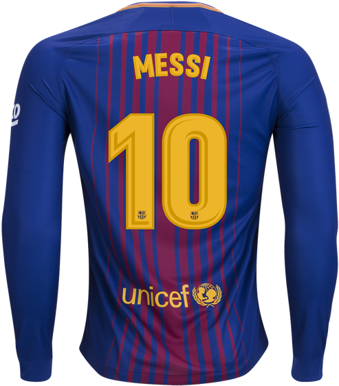 Nike Messi Barcelona Long Sleeve Home Jersey 17/18 - 2018 Lionel Messi Jersey (600x600), Png Download
