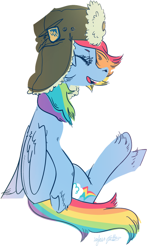 Ponyshot, Eyes Closed, Hat, Pegasus, Pony, Rainbow - Cartoon (800x850), Png Download