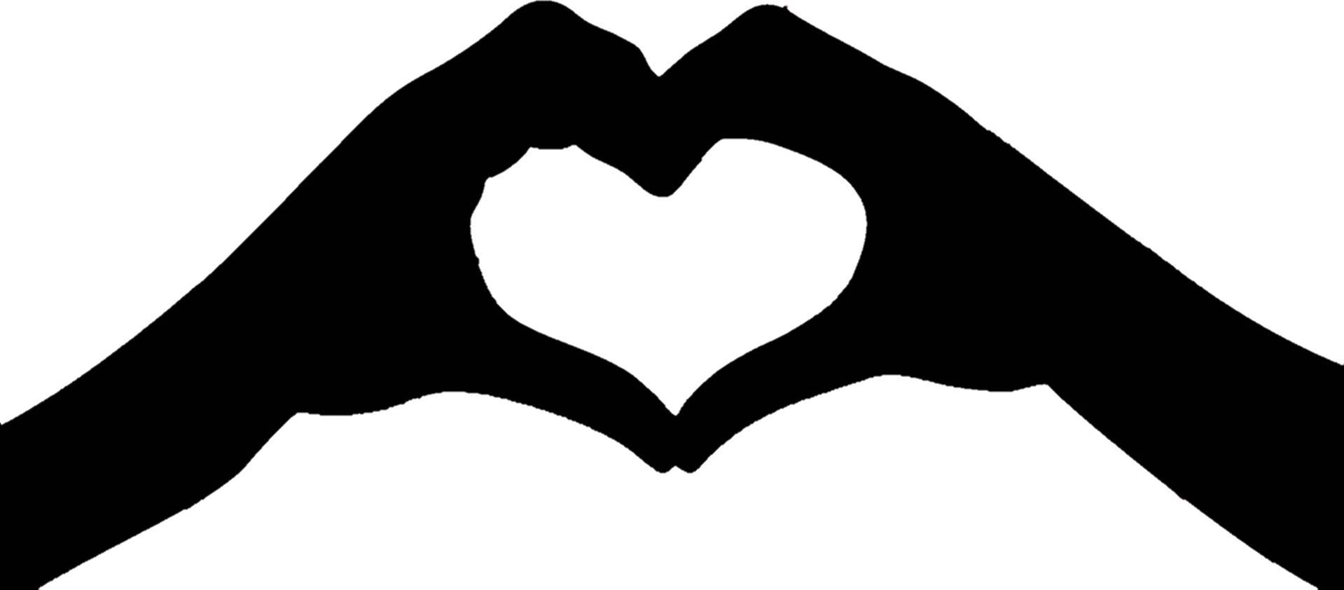 Heart Hands Silouette Black Love Jpg Transparent Download - Heart Hands Black And White (1919x842), Png Download