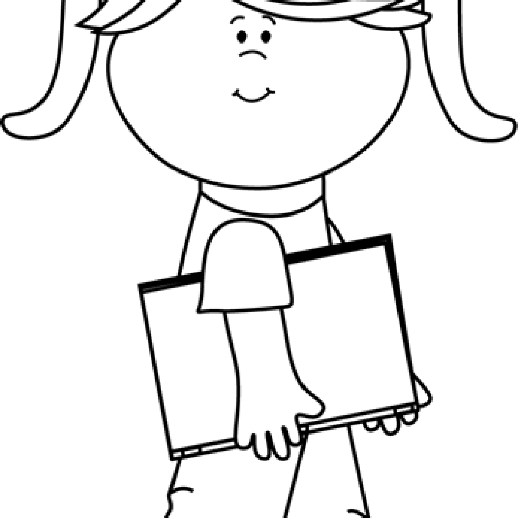 Girl Clipart Black And White Clip Art Black And White - Black And White Student Clip Art (1024x1024), Png Download