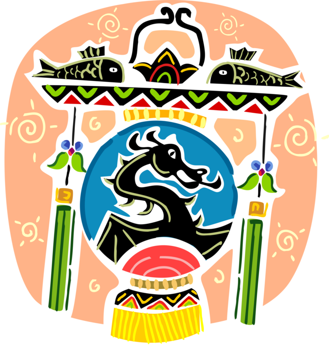 Vector Illustration Of Chinese Dragon Boat Or Duanwu (654x700), Png Download