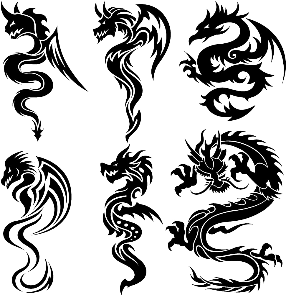 Tattoo Vector Tribe Chinese Dragon Free Clipart Hd - Tatuagem De Dragao Simples (990x1000), Png Download