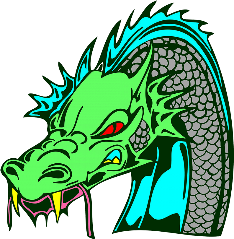 Blue Flying Dragon Clipart, Green Dragon Head (886x886), Png Download