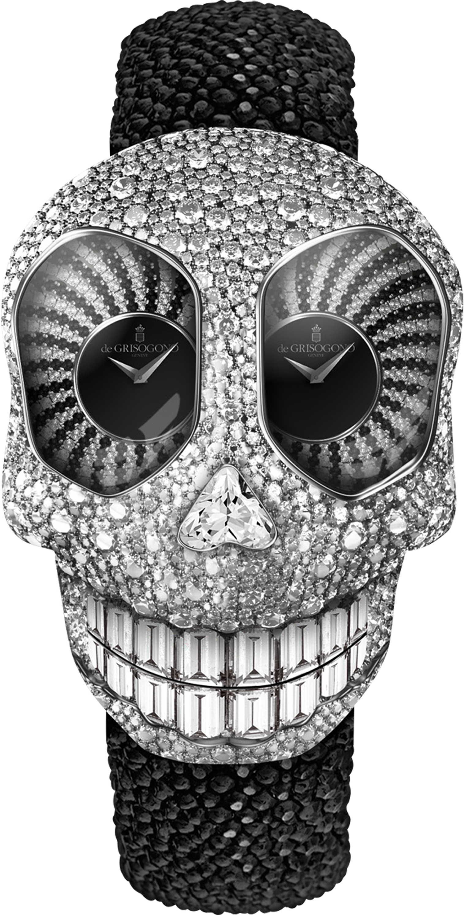 De Grisogono Black Diamond Crazy Skull Watch (3000x3000), Png Download