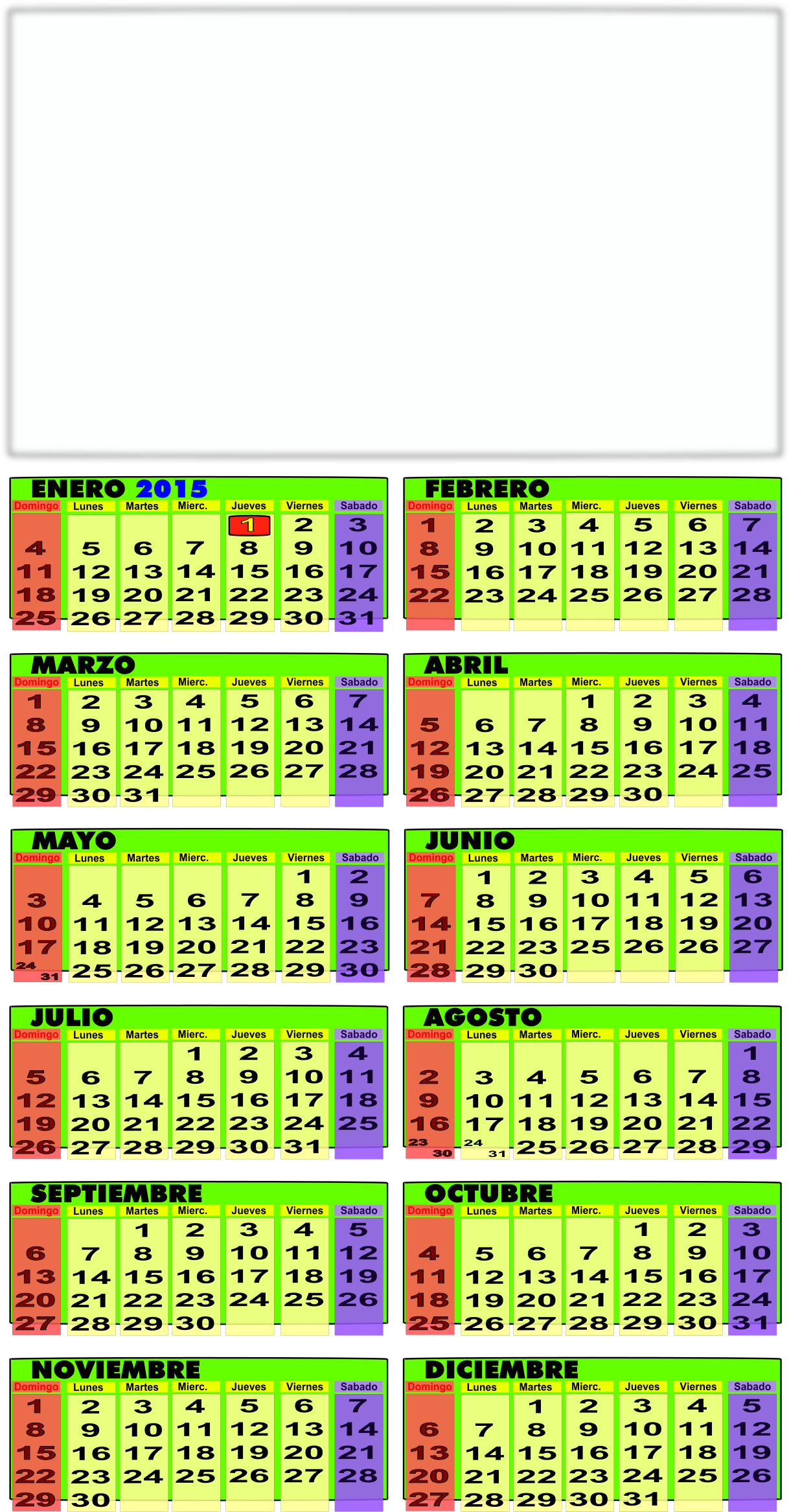 This Free Icons Png Design Of Calendario 2015 En Español (1280x2400), Png Download