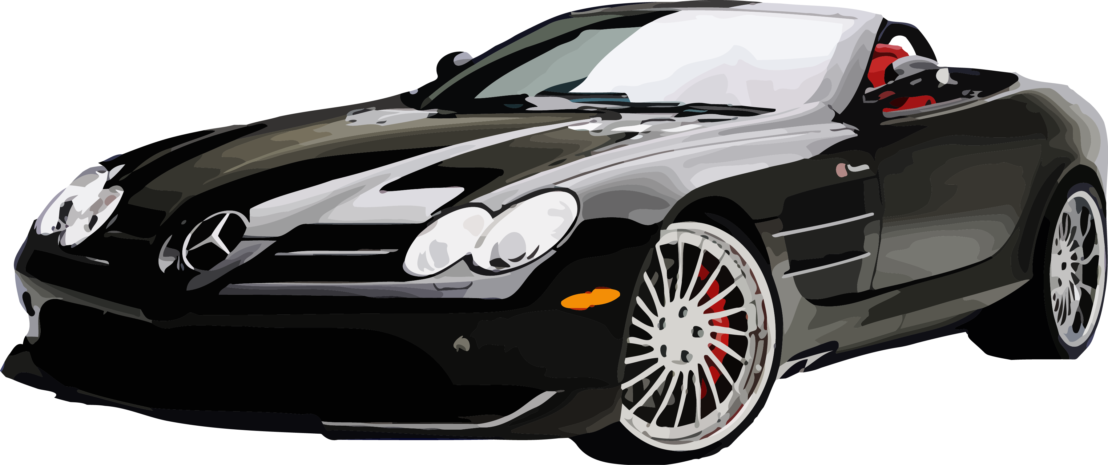 Vector Freeuse Benz Slr Mclaren S Class Black Mercedesbenz - Sports Car (3599x1513), Png Download
