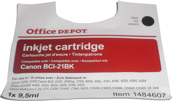 Canon Ink Cartridge Bci 21bk - Active Tank (600x600), Png Download