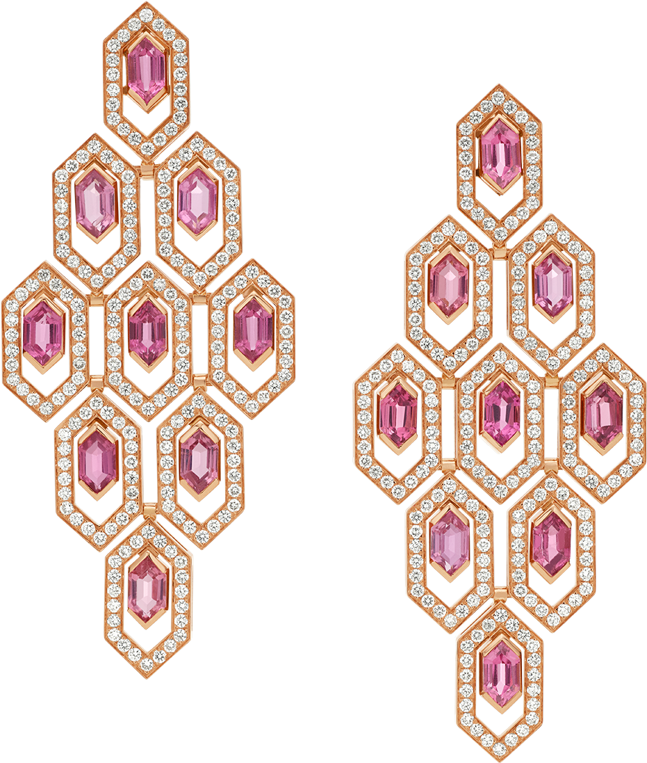 Serpenti Earrings Earrings Rose Gold Pink - Bulgari High Jewelry Earrings (1800x1405), Png Download