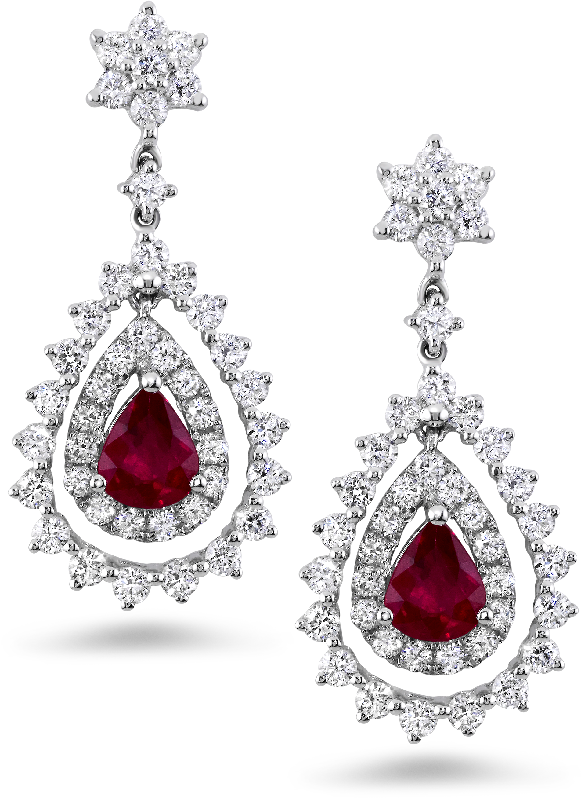 18 Crt 0,65 Crt Diamonds-0,90 Crt Ruby - Diamond Earring Jewellery Png (2872x2872), Png Download