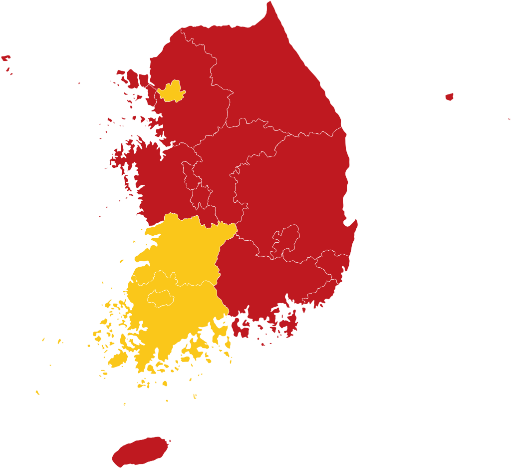 South Korean Presidential Election - South Korea Map Black (1088x1024), Png Download