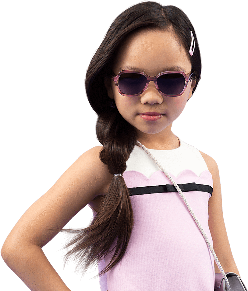 6 Year Old Asian Girl With Pink Dress Wearing Toucca - Kids Wearing Sunglasses Png (1350x1013), Png Download