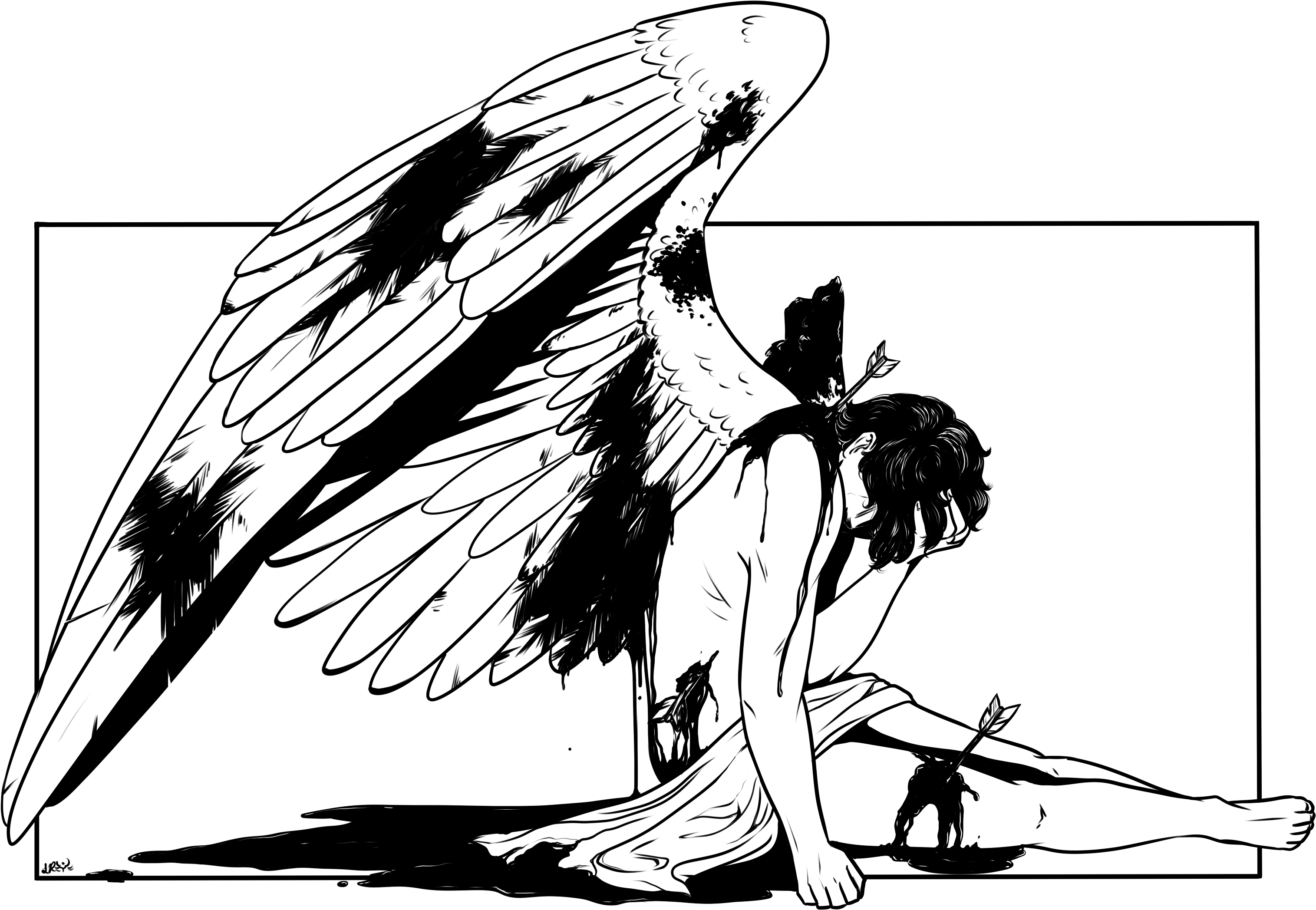 Tags Fallen Angel - Illustration (3500x2500), Png Download