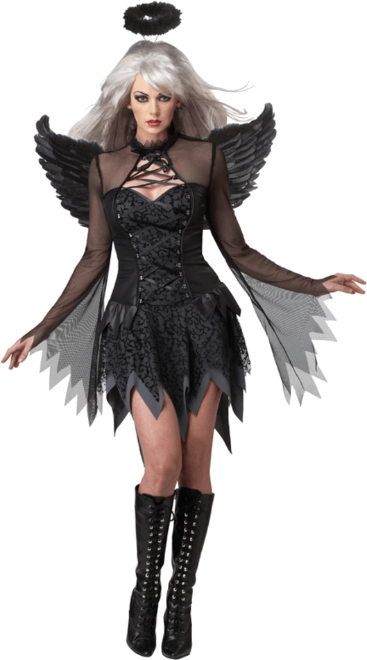Adult Fallen Angel Costume - Halloween Fancy Dress Ladies (600x951), Png Download