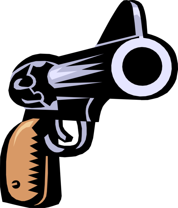 Vector Illustration Of Handgun Handheld Firearm Weapon - Gun Vector (598x700), Png Download