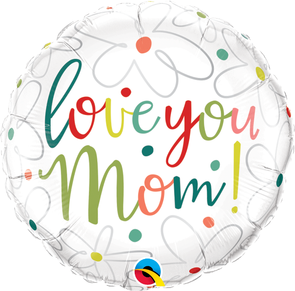 Qualatex 18 Inches Love You Mom Scribble Flower Foil - Qualatex (600x592), Png Download