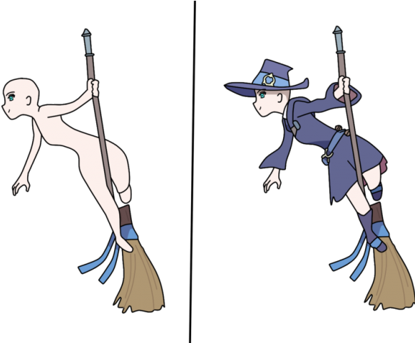 Drawn Witchcraft Broom Drawing - Cartoon (640x480), Png Download