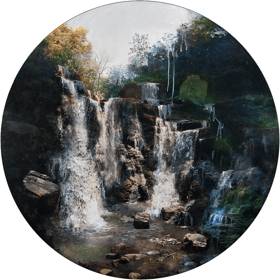 Tumblr Transparent Nature - Waterfall Painting (1147x1147), Png Download