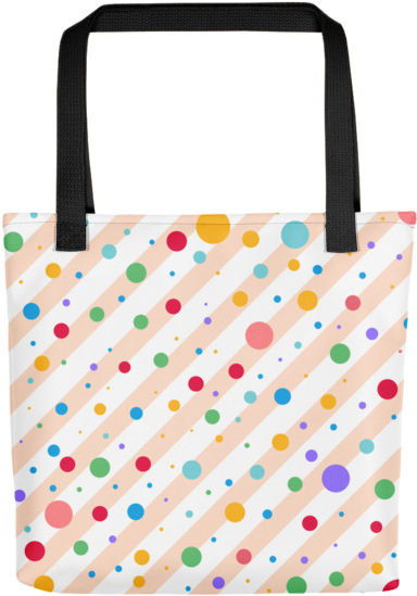 Multi Colored Polka Dots And Stripe Pattern Tote Bag - Tote Bag (600x600), Png Download