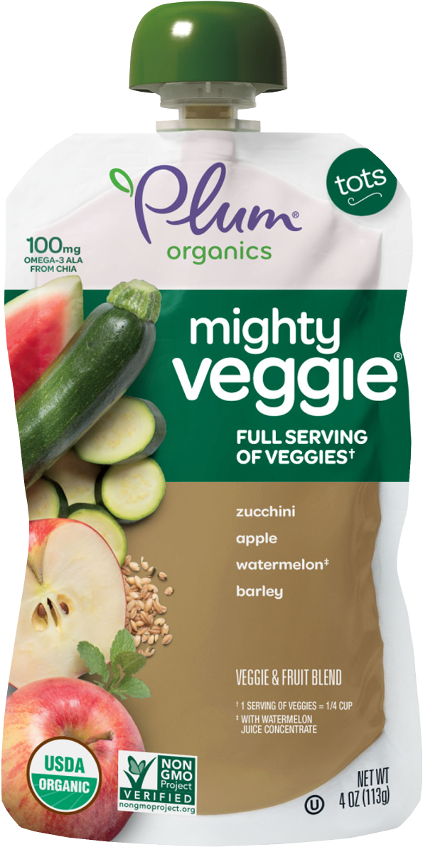 Zucchini, Apple, Watermelon & Barley - Plum Organics (1200x1200), Png Download