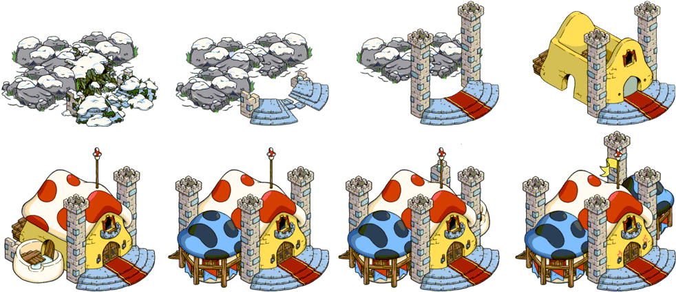 King Smurf Castle Stages - Smurfs Village Castle Level 2 (1000x454), Png Download