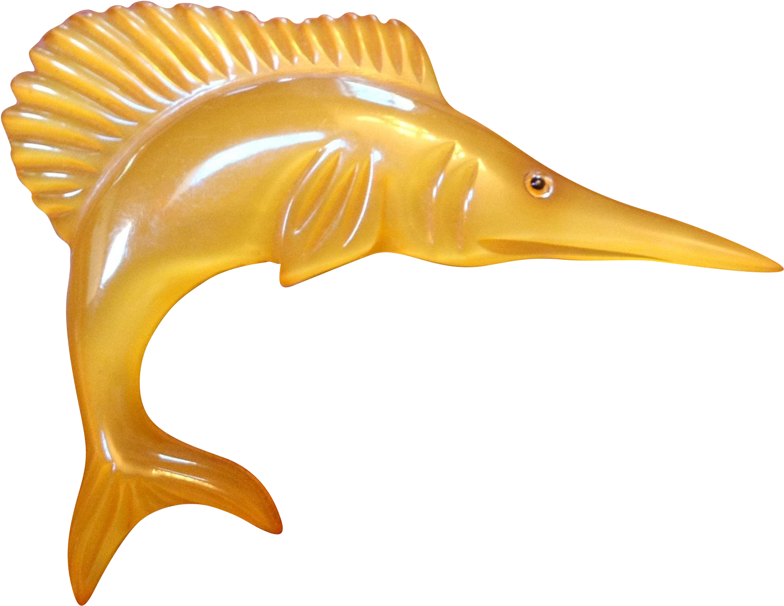 Vintage Bakelite Carved Applejuice Swordfish Brooch - Swordfish (1570x1570), Png Download